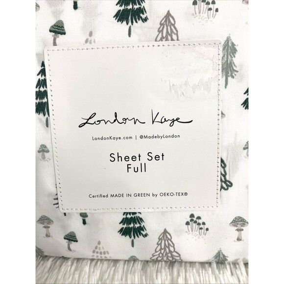 London Kaye Full Bed Sheet Set Christmas Tree Print Winter 4 Pieces OEKO TEX - Picture 2 of 9